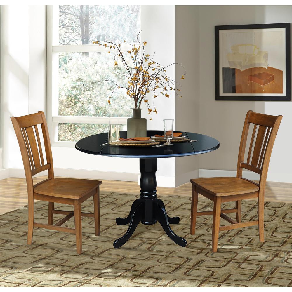 42 in. Dual Drop Leaf Table with 2 Splat Back Dining Chairs - 3 Piece Dining Set. Picture 2
