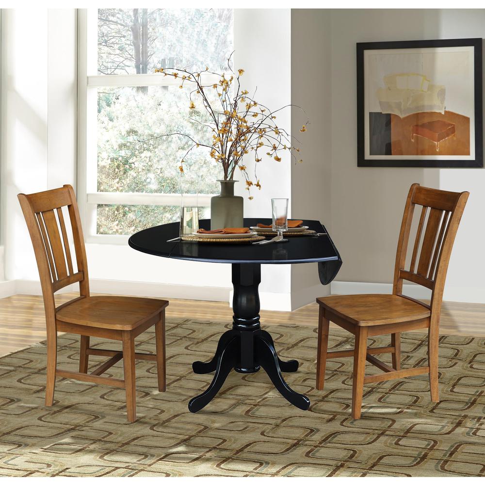 42 in. Dual Drop Leaf Table with 2 Splat Back Dining Chairs - 3 Piece Dining Set. Picture 4