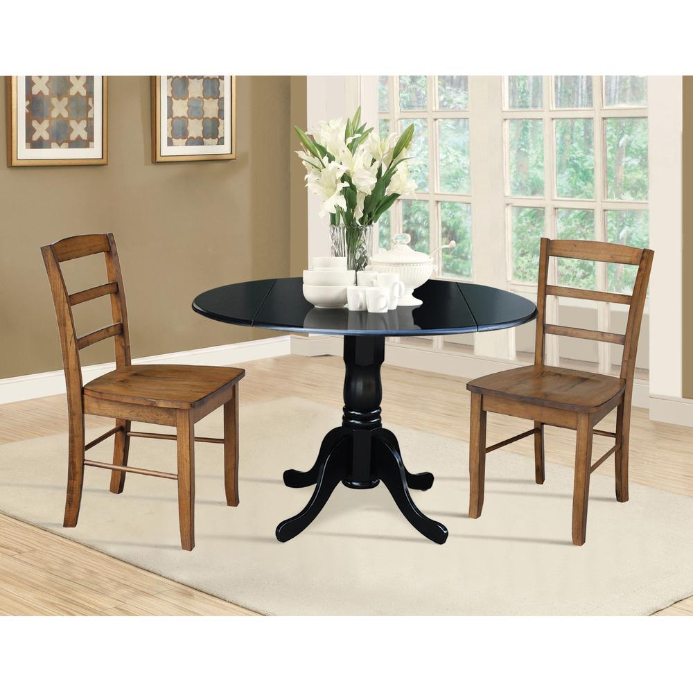 42 in. Dual Drop Leaf Table with 2 Ladder Back Dining Chairs. Picture 2