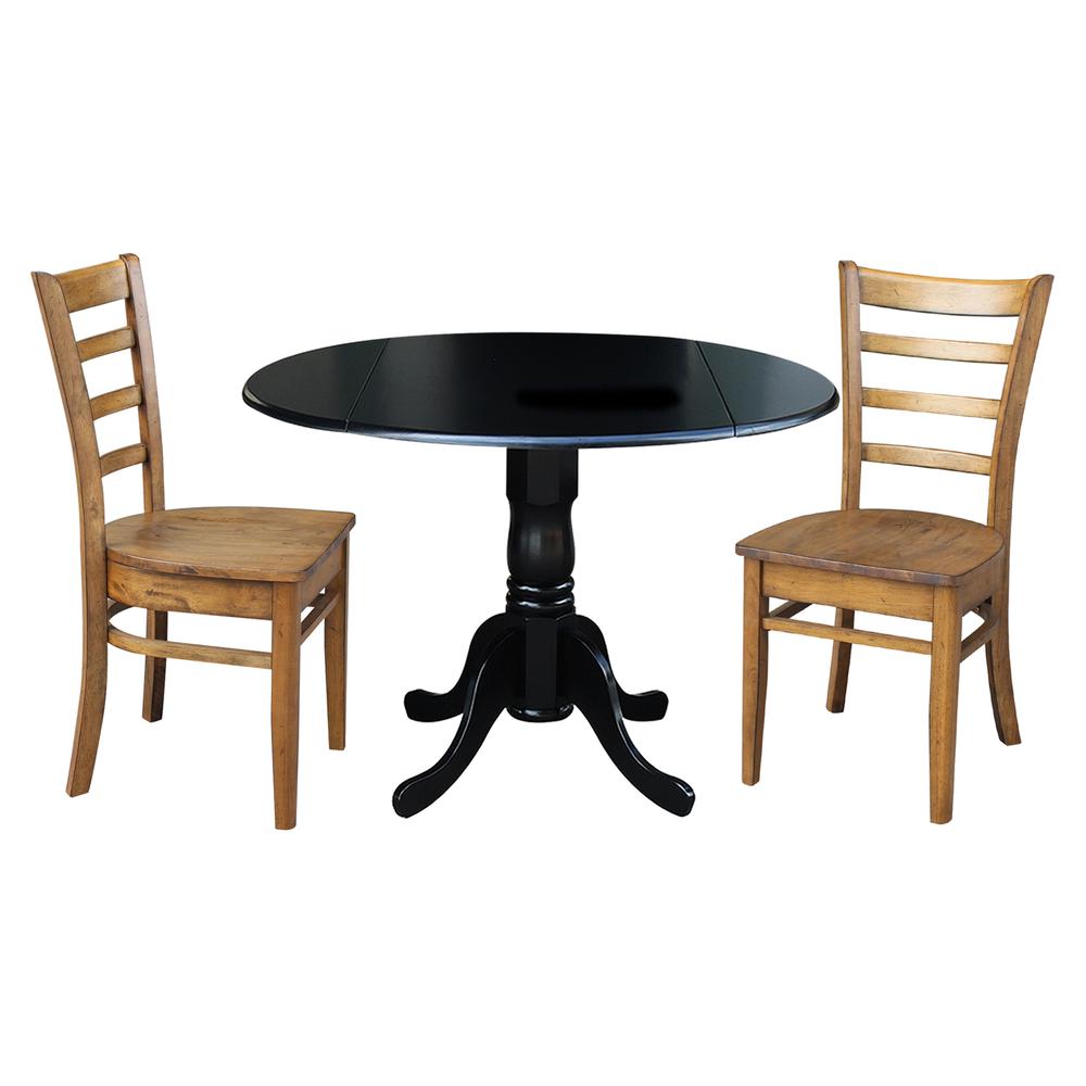 42 in. Dual Drop Leaf Table with 2 Ladder Back Dining Chairs. Picture 1