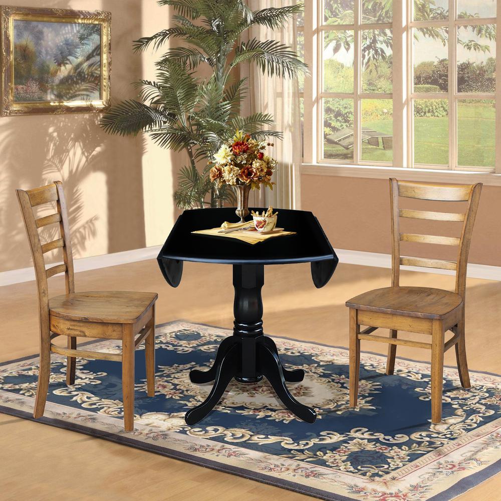 42 in. Dual Drop Leaf Table with 2 Ladder Back Dining Chairs. Picture 6