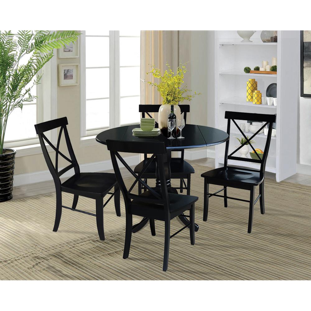 42 in. Dual Drop Leaf Table with 4 Cross Back Dining Chairs - 5 Piece Dining Set. Picture 2