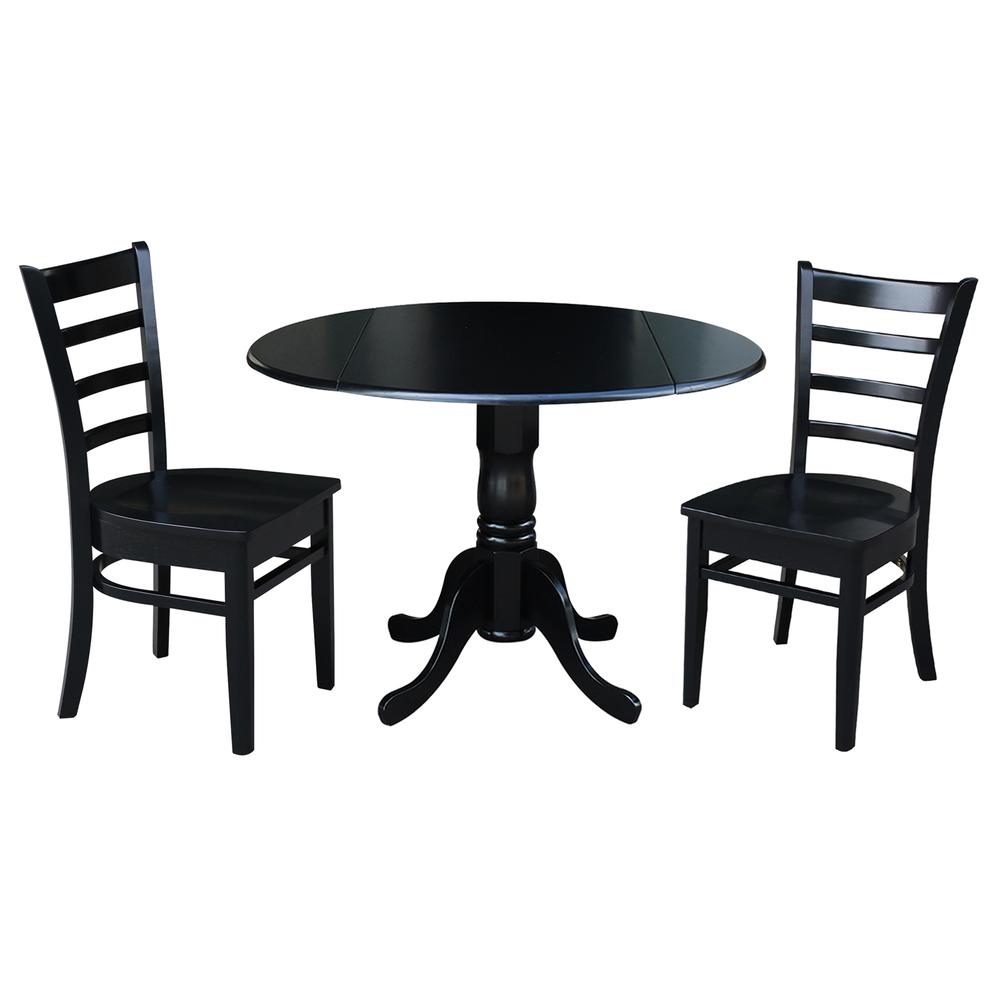 42 in. Dual Drop Leaf Table with 2 Ladder Back Dining Chairs. Picture 1