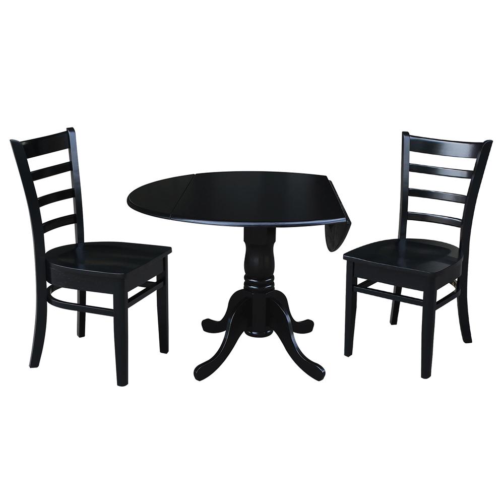 42 in. Dual Drop Leaf Table with 2 Ladder Back Dining Chairs. Picture 3