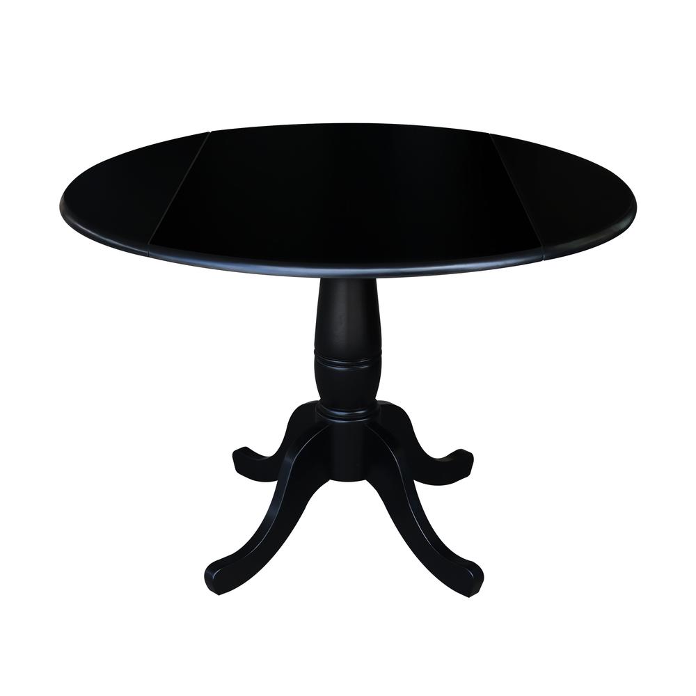 42" Round Dual Drop Leaf Pedestal Table,  29.5"H, Black. Picture 101