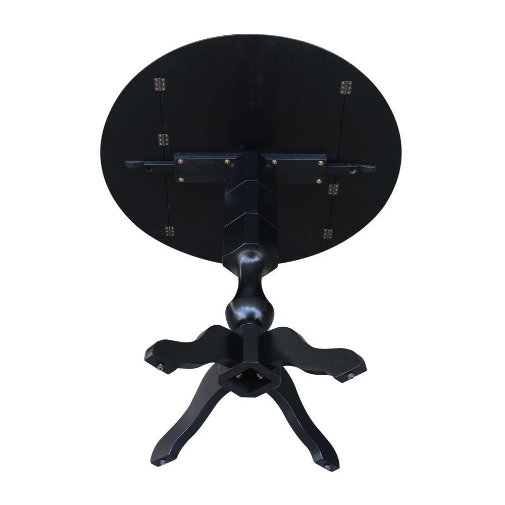 42" Round Dual Drop Leaf Pedestal Table,  36.3"H, Black. Picture 14
