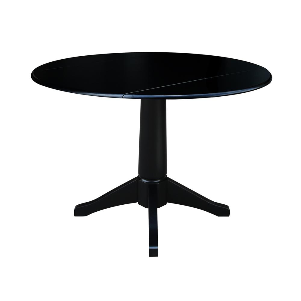 42" Round Dual Drop Leaf Pedestal Table,  30.3"H, Black. Picture 5