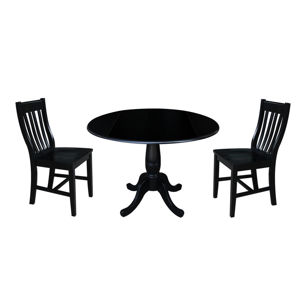 42" Round Dual Drop Leaf Pedestal Table,  29.5"H, Black. Picture 94
