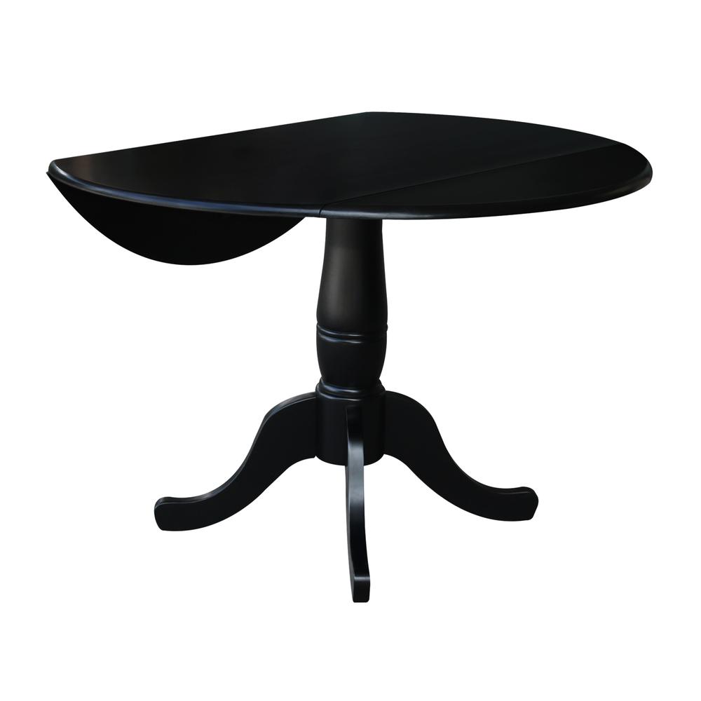 42" Round Dual Drop Leaf Pedestal Table,  29.5"H, Black. Picture 3