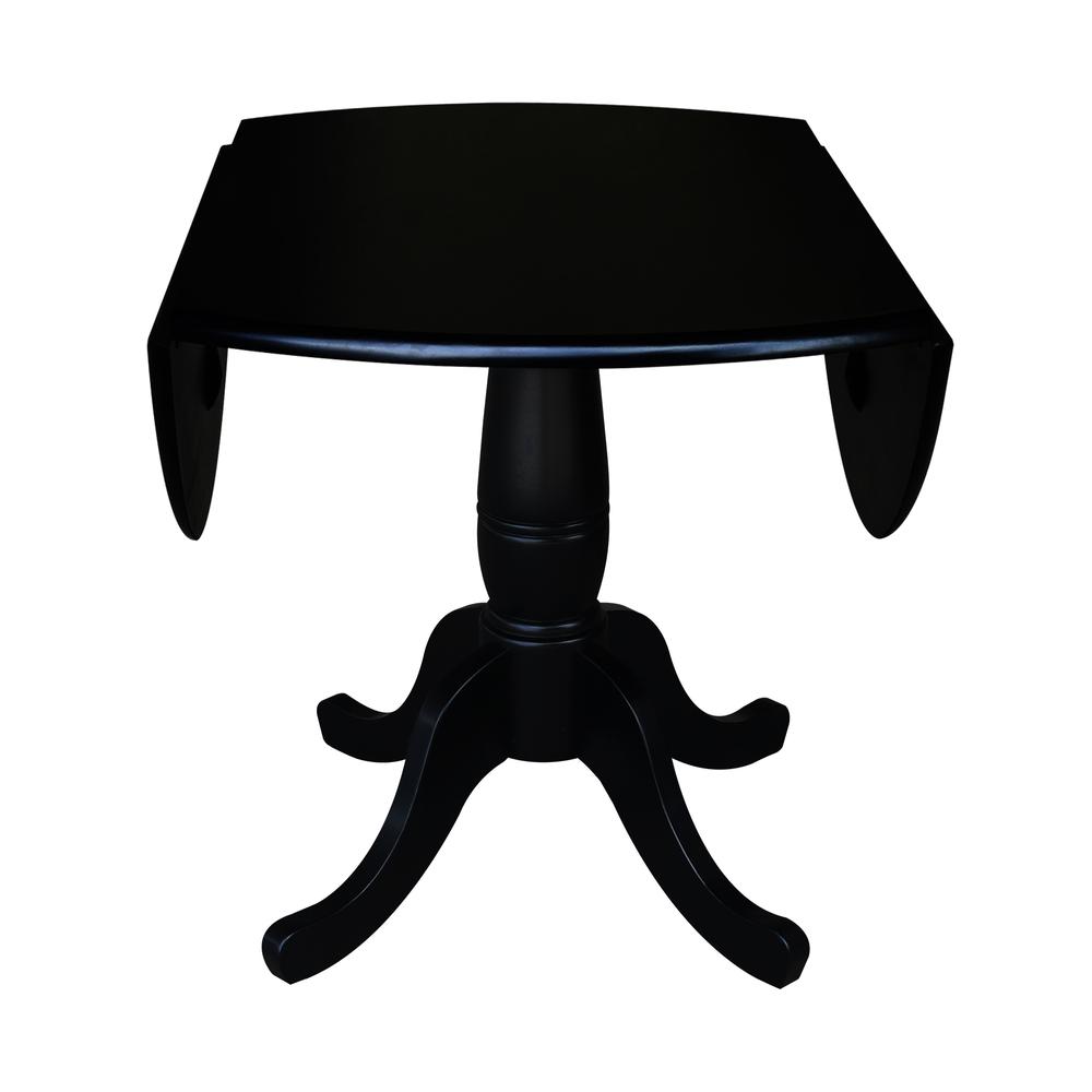 42" Round Dual Drop Leaf Pedestal Table,  29.5"H, Black. Picture 7