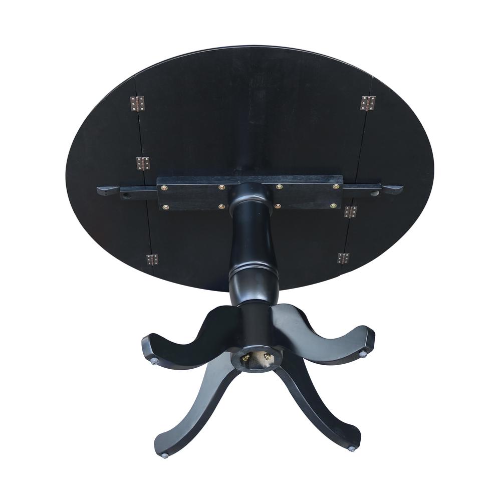 42" Round Dual Drop Leaf Pedestal Table,  29.5"H, Black. Picture 9