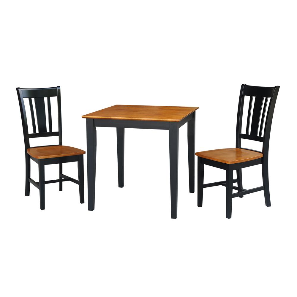 30x30 Dining Table with Two Chairs, Black/Cherry, Black/Cherry. Picture 1