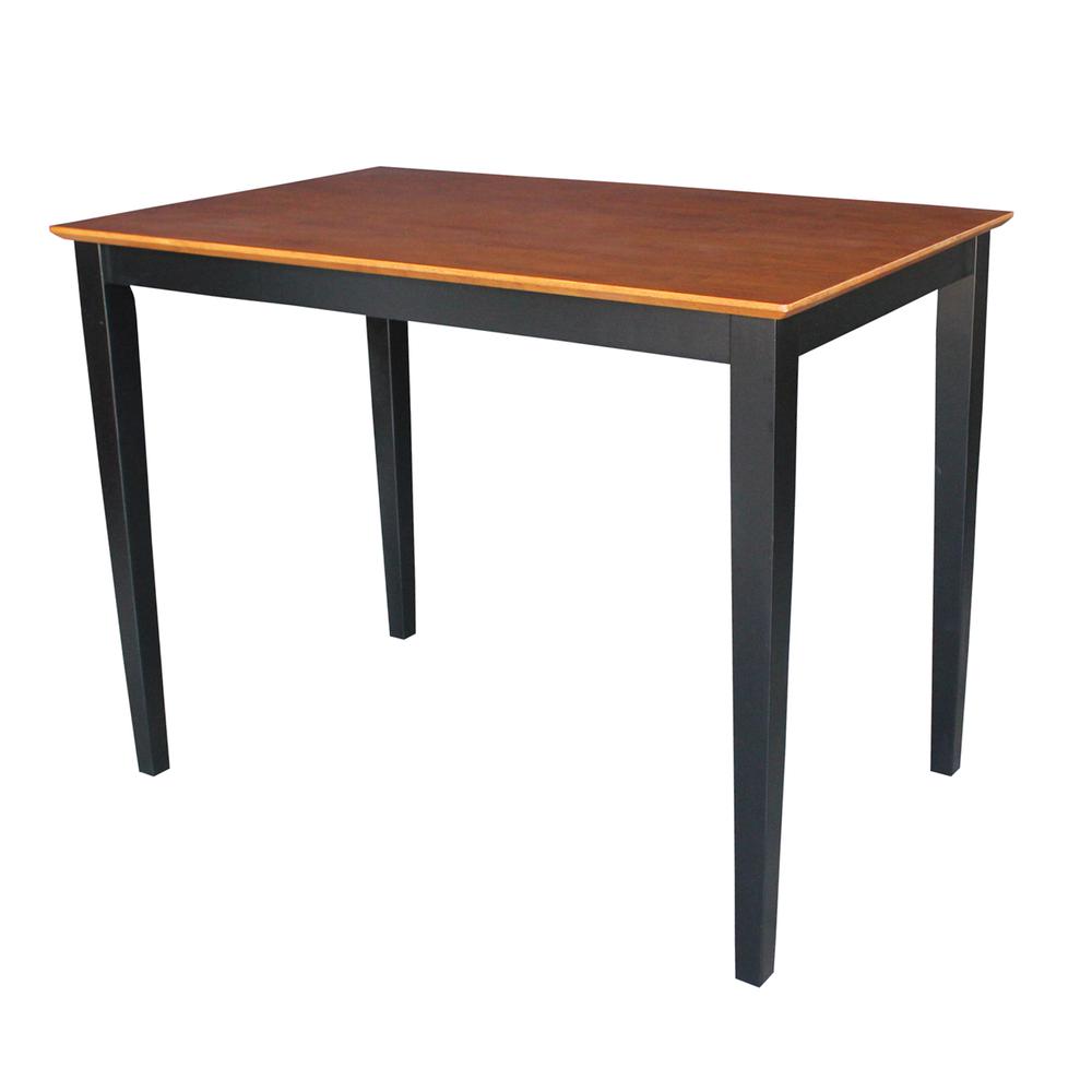 Solid Wood Top Table, Black/Cherry. Picture 1