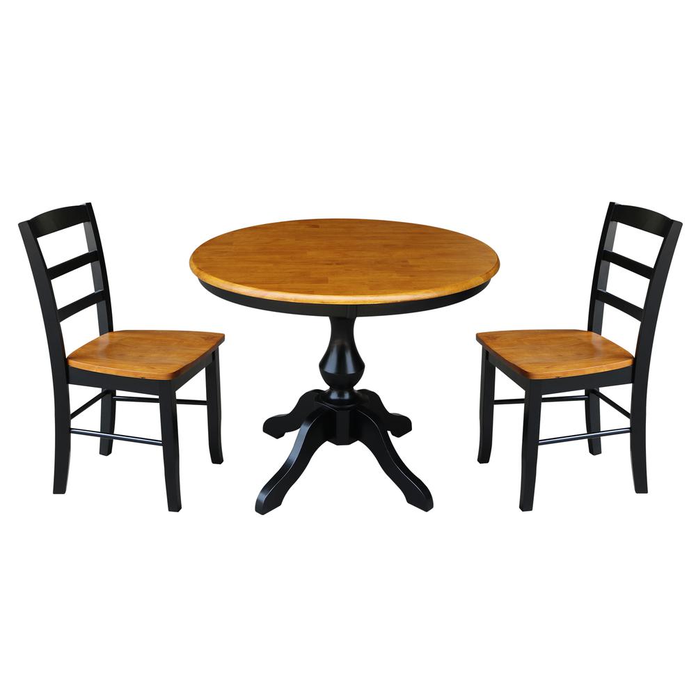 36" Round Top Pedestal Table - 28.9"H, Black/Cherry. Picture 8