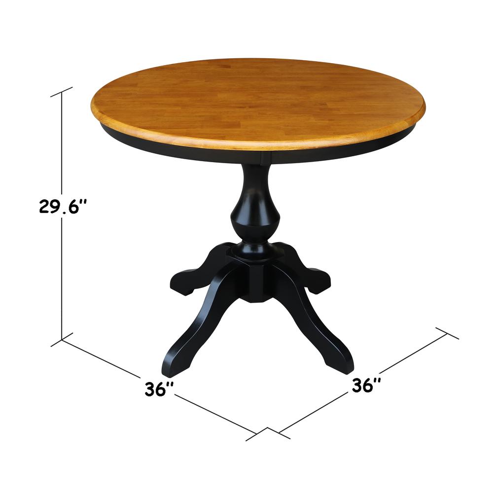 36" Round Top Pedestal Table - 28.9"H, Black/Cherry. Picture 5