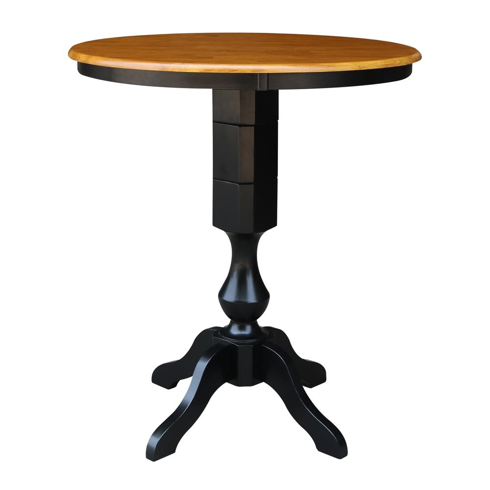36" Round Top Pedestal Table - 28.9"H, Black/Cherry. Picture 15