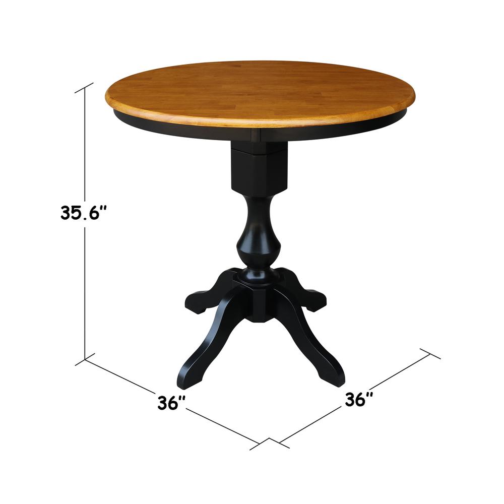36" Round Top Pedestal Table - 28.9"H, Black/Cherry. Picture 9