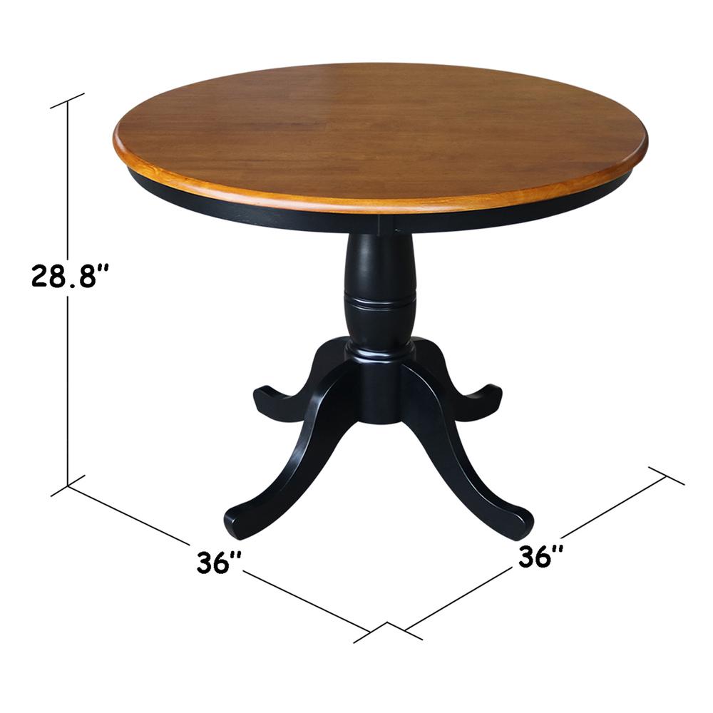 36" Round Top Pedestal Table - 28.9"H, Black/Cherry. Picture 1