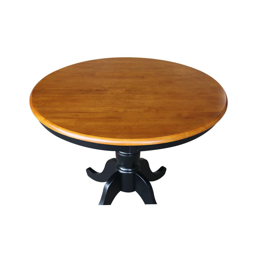 36" Round Top Pedestal Table - 28.9"H, Black/Cherry. Picture 4