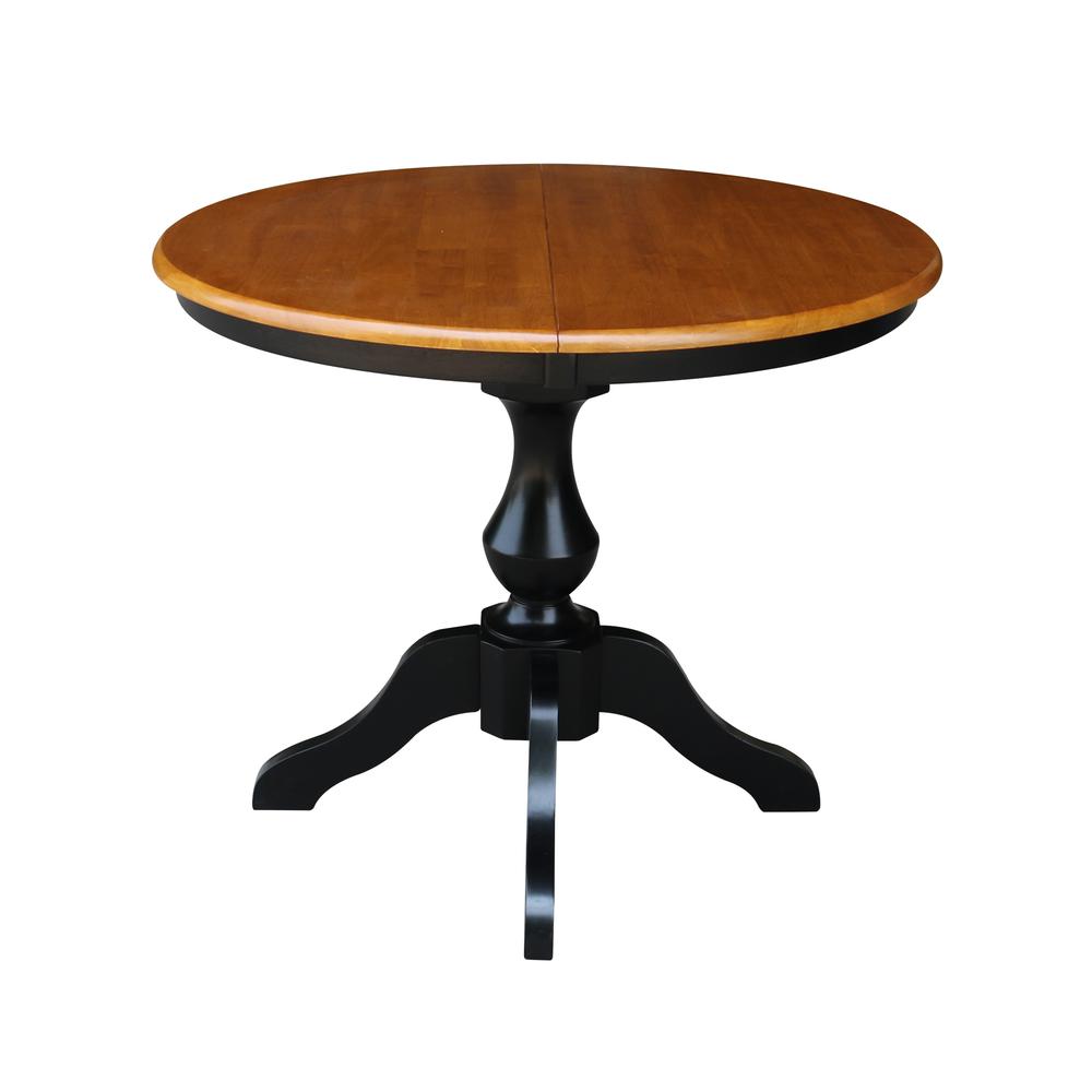 36" Round Top Pedestal Table With 12" Leaf - 28.9"H - Dining Height, Black/Cherry. Picture 11