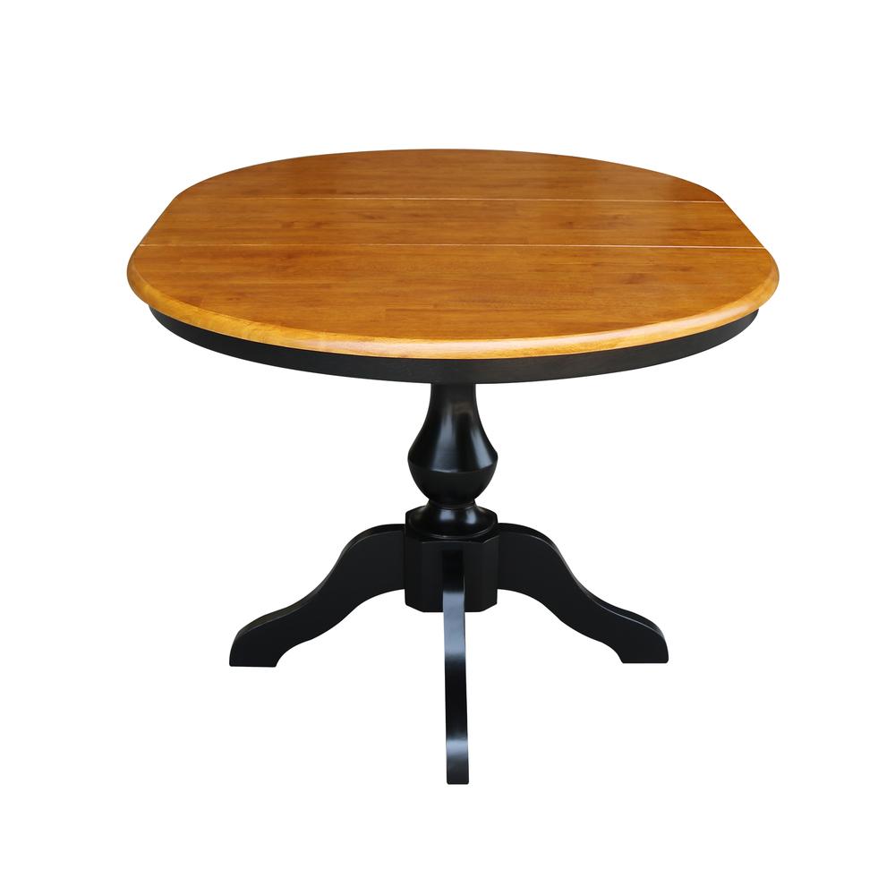 36" Round Top Pedestal Table With 12" Leaf - 28.9"H - Dining Height, Black/Cherry. Picture 12