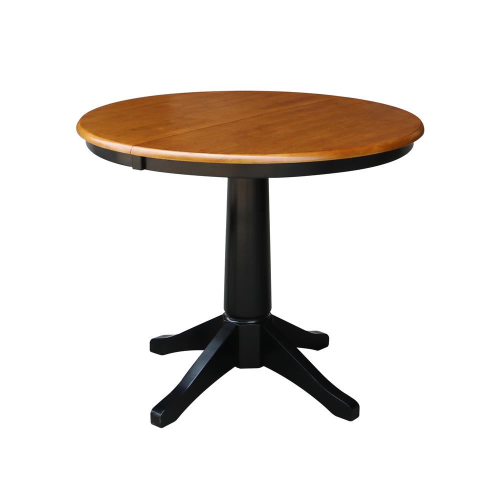 36" Round Top Pedestal Table With 12" Leaf - 28.9"H - Dining Height, Black/Cherry. Picture 56