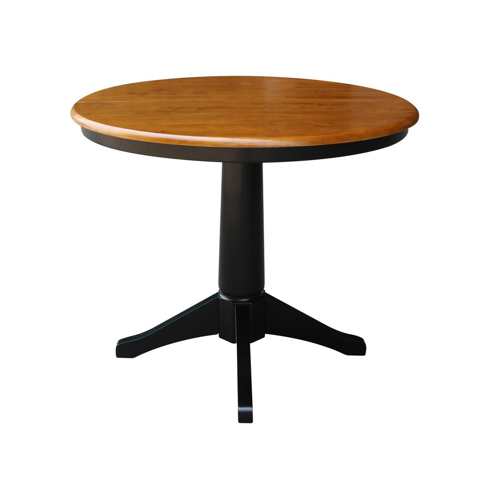 36" Round Top Pedestal Table With 12" Leaf - 28.9"H - Dining Height, Black/Cherry. Picture 31