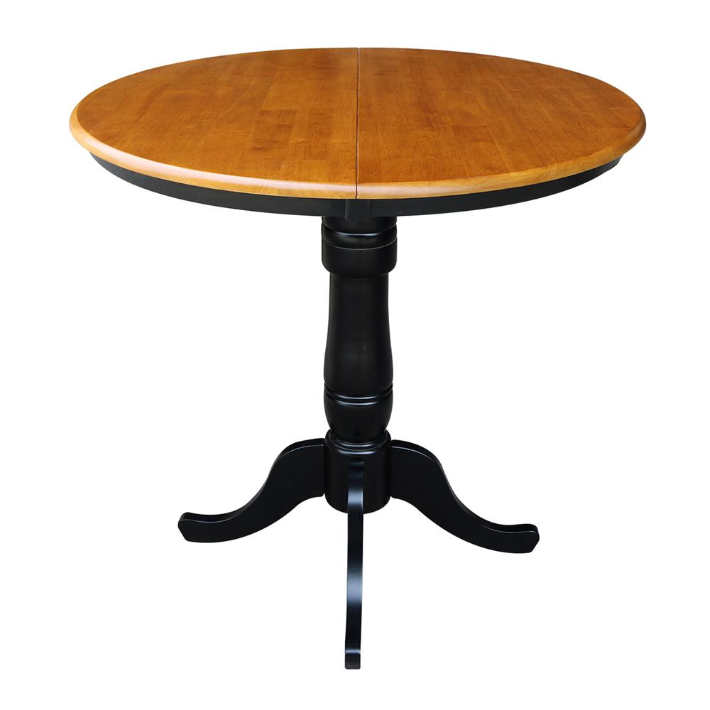 36" Round Top Pedestal Table With 12" Leaf - 28.9"H - Dining Height, Black/Cherry. Picture 59