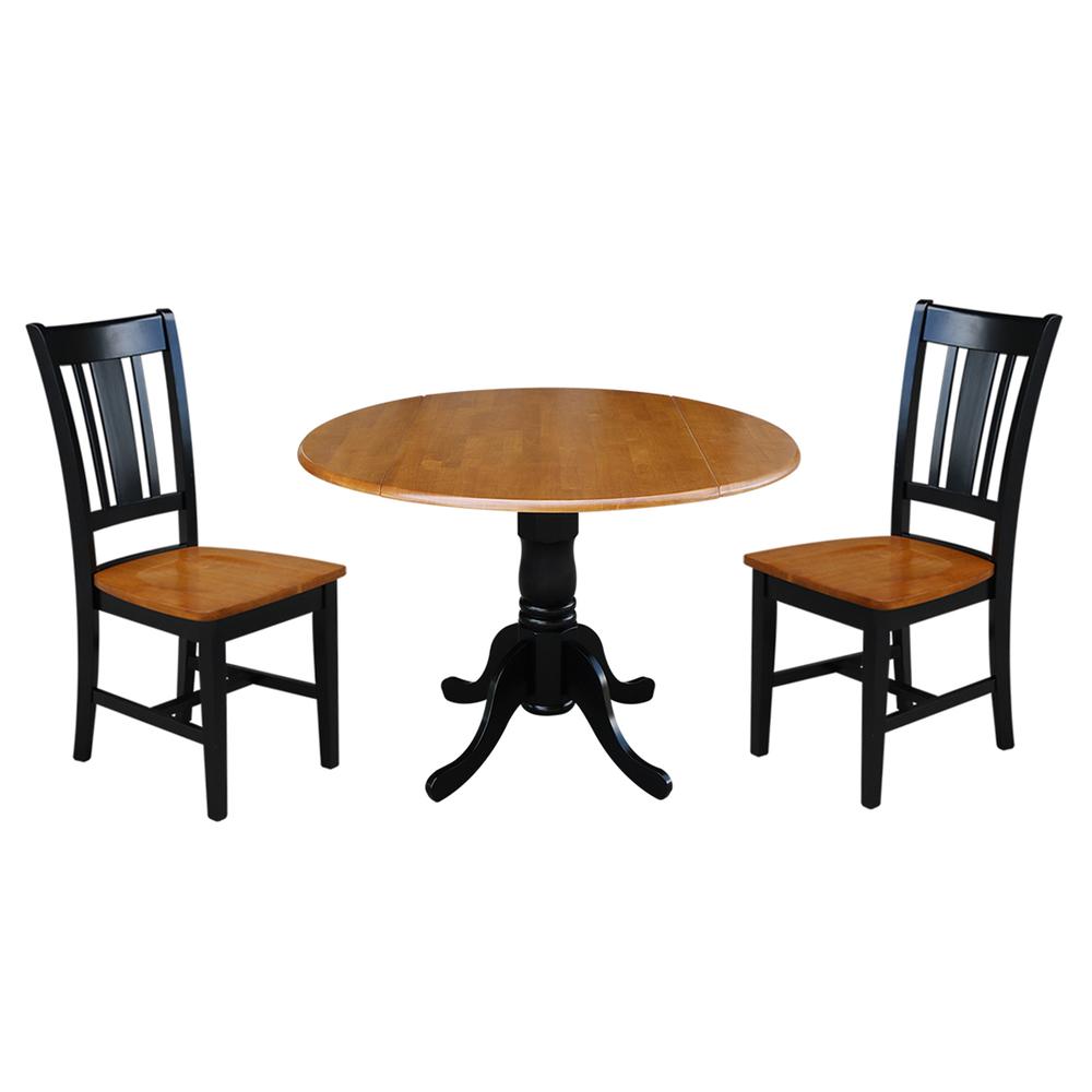 42" Dual Drop Leaf Table With 2 San Remo Chairs, Black/Cherry. Picture 3