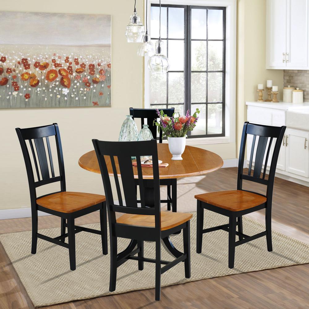 42 in. Dual Drop Leaf Dining Table with 4 Splat Back Chairs - 5 Piece Dining Set. Picture 2