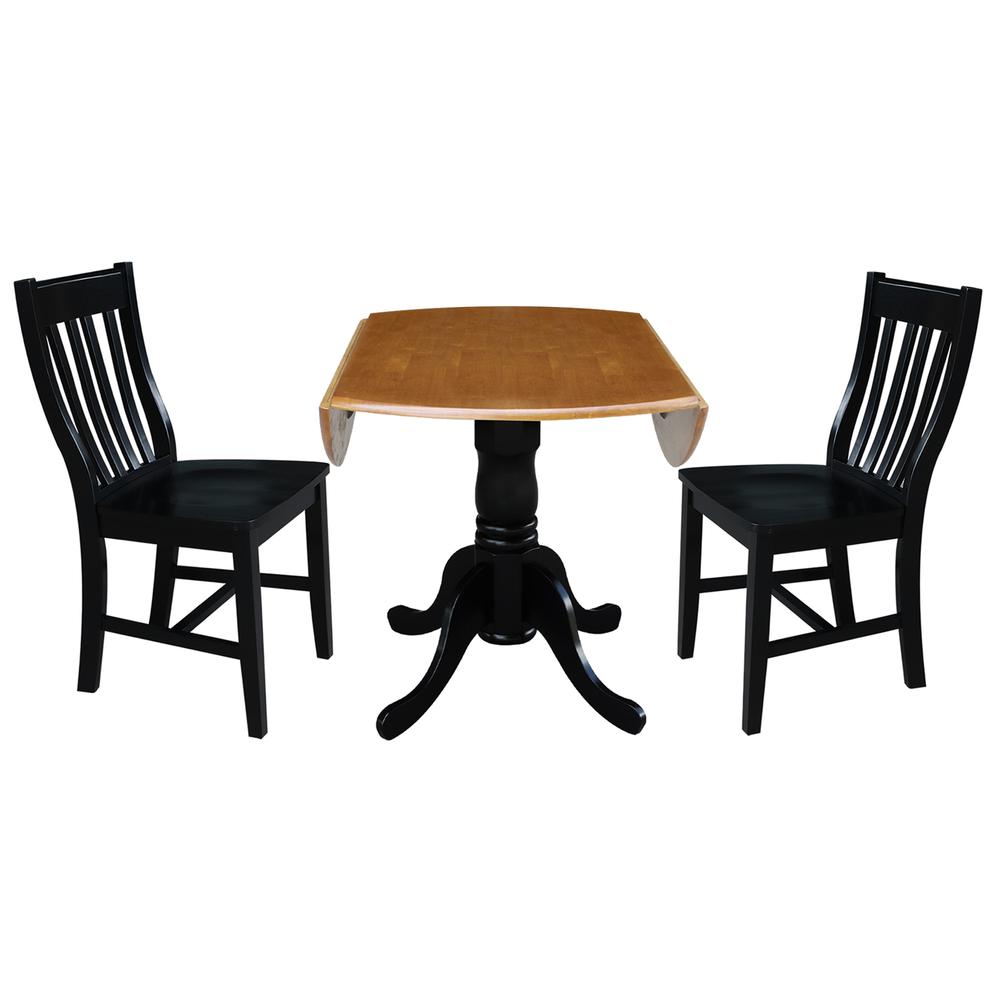 42 in Dual Drop Leaf Dining Table with 2 Slat Back Dining Chairs. Picture 5