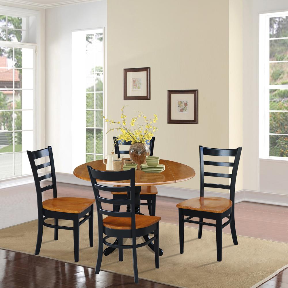 42 in. Dual Drop Leaf Dining Table with 4 Ladderback Chairs - 5 Piece Dining Set. Picture 2