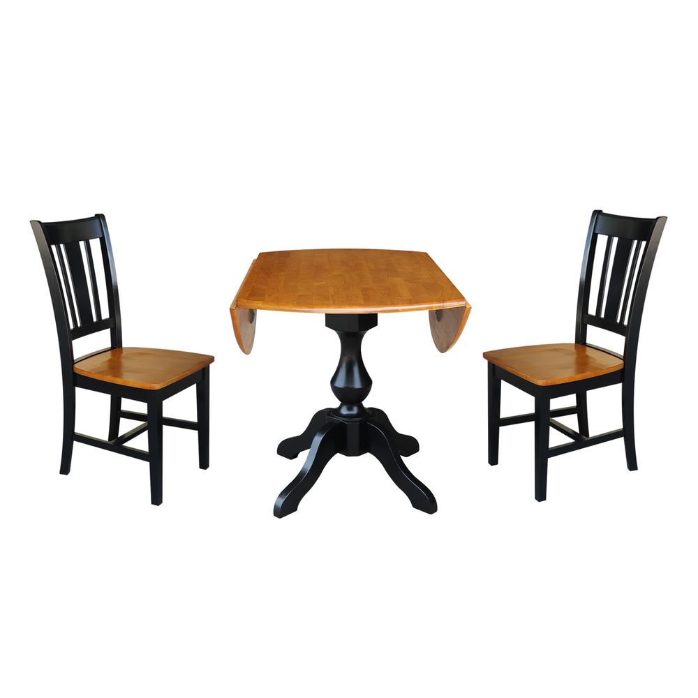 42" Round Dual Drop Leaf Pedestal Table - 30.3"H, Black/Cherry. Picture 9
