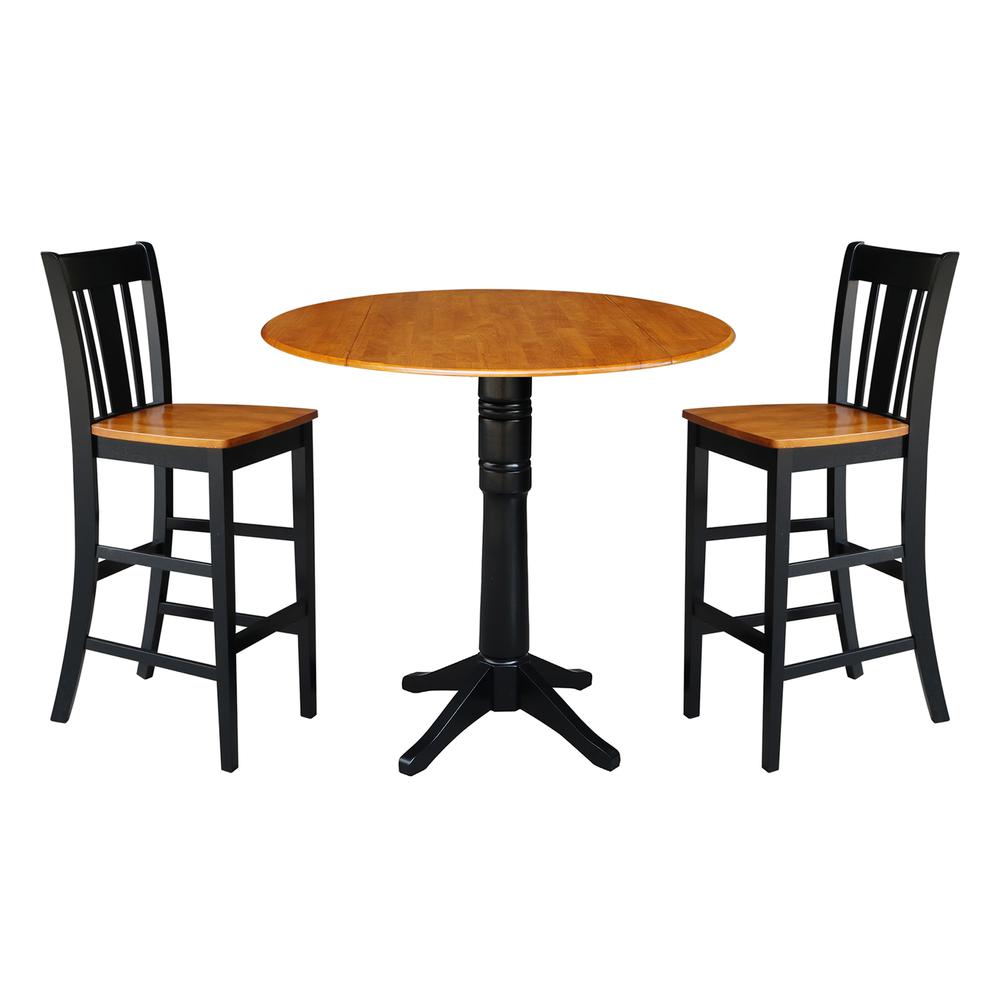 42" Round Dual Drop Leaf Pedestal Table - 29.5"H, Black/Cherry, Black/Cherry. Picture 44