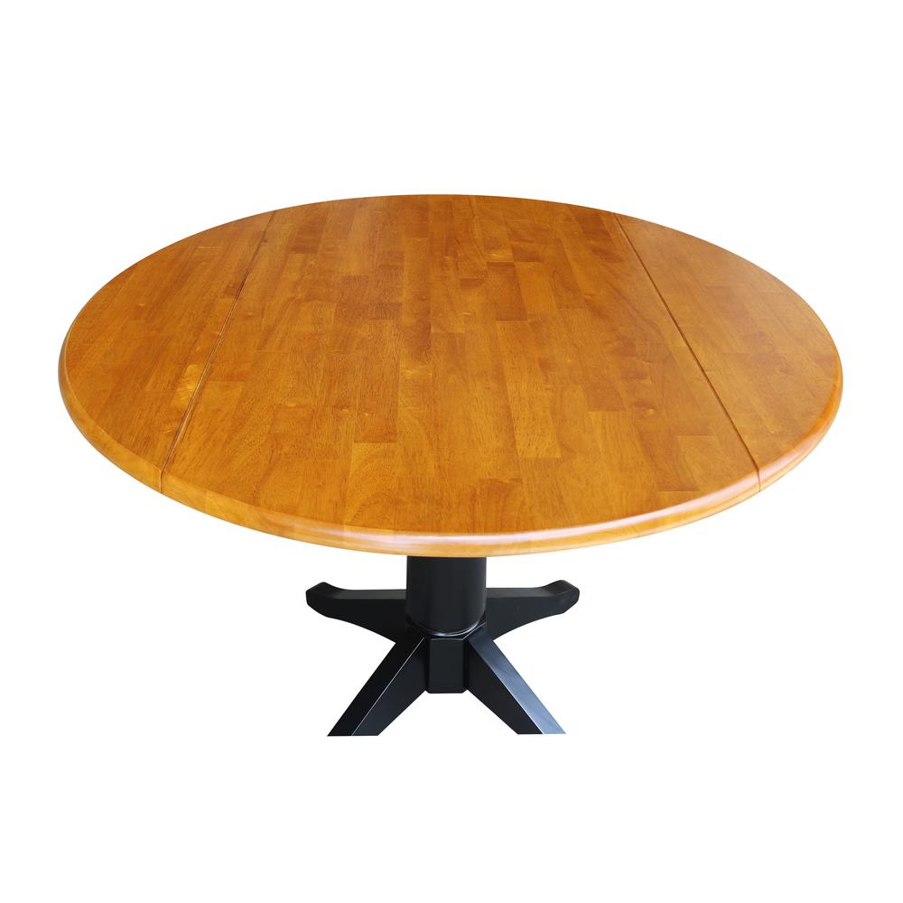 42" Round Dual Drop Leaf Pedestal Table - 29.5"H, Black/Cherry. Picture 8