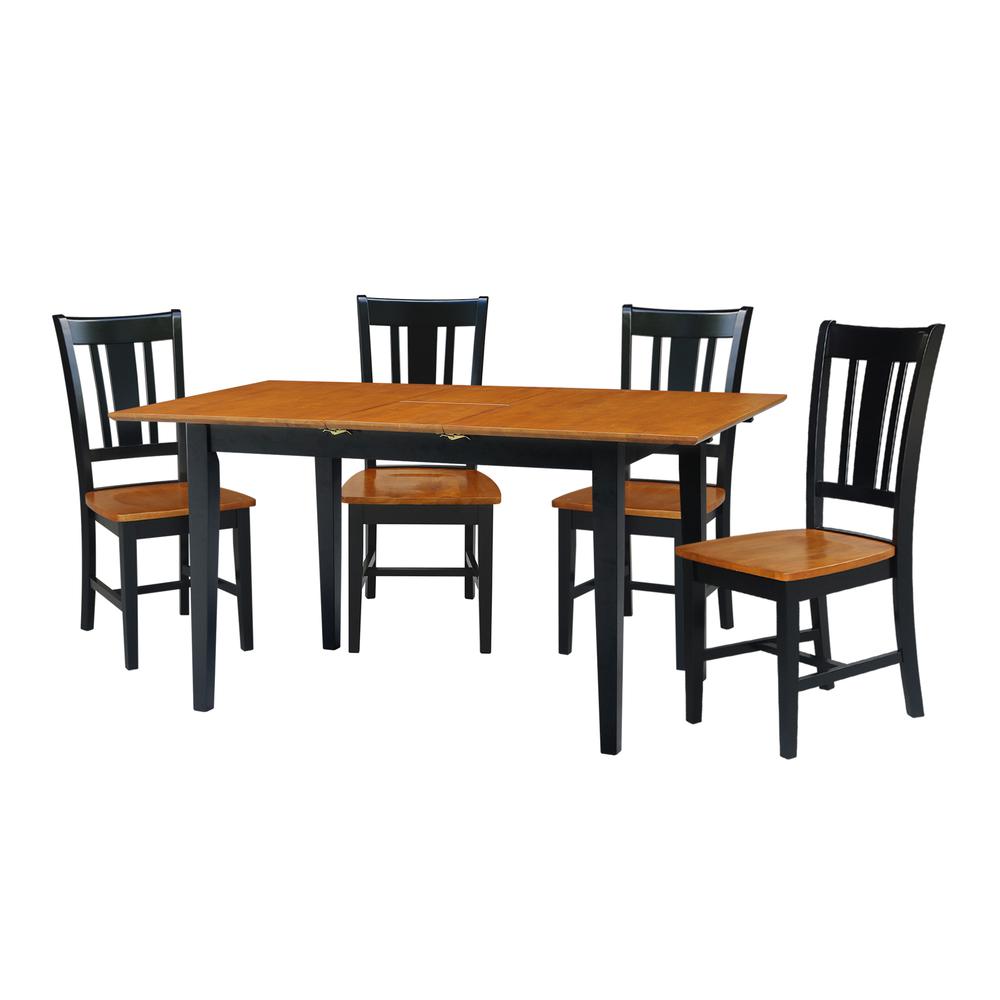 32X48 Dining Table With 4 San Remo Chairs, Black/Cherry. Picture 1