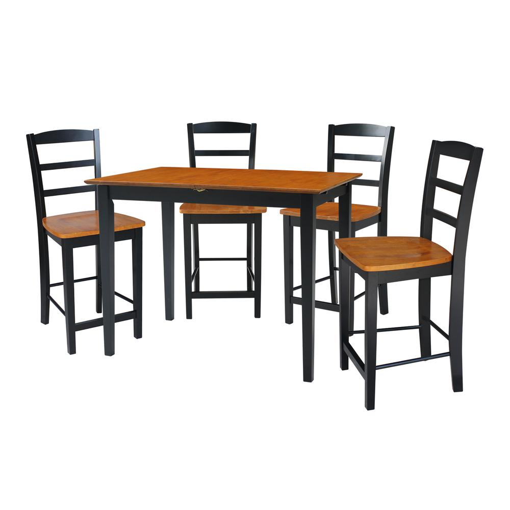 32x48 Counter Height Table with Four Emily Stools, Black/Cherry, Black/Cherry. Picture 2