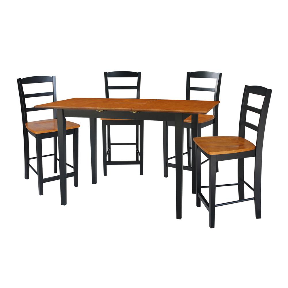 32x48 Counter Height Table with Four Emily Stools, Black/Cherry, Black/Cherry. Picture 1
