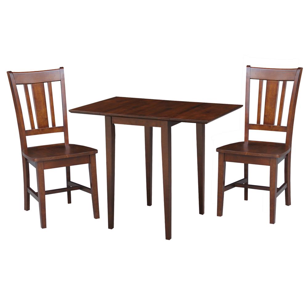 Small Dual Drop Leaf Table With 2 San Remo Chairs, Espresso. Picture 4