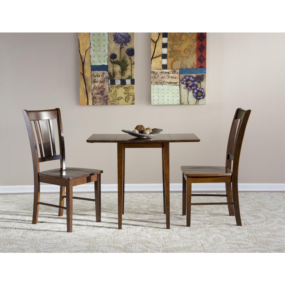 Small Dual Drop Leaf Table With 2 San Remo Chairs, Espresso. Picture 1
