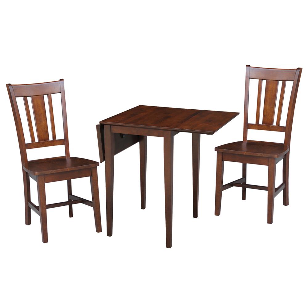 Small Dual Drop Leaf Table With 2 San Remo Chairs, Espresso. Picture 2