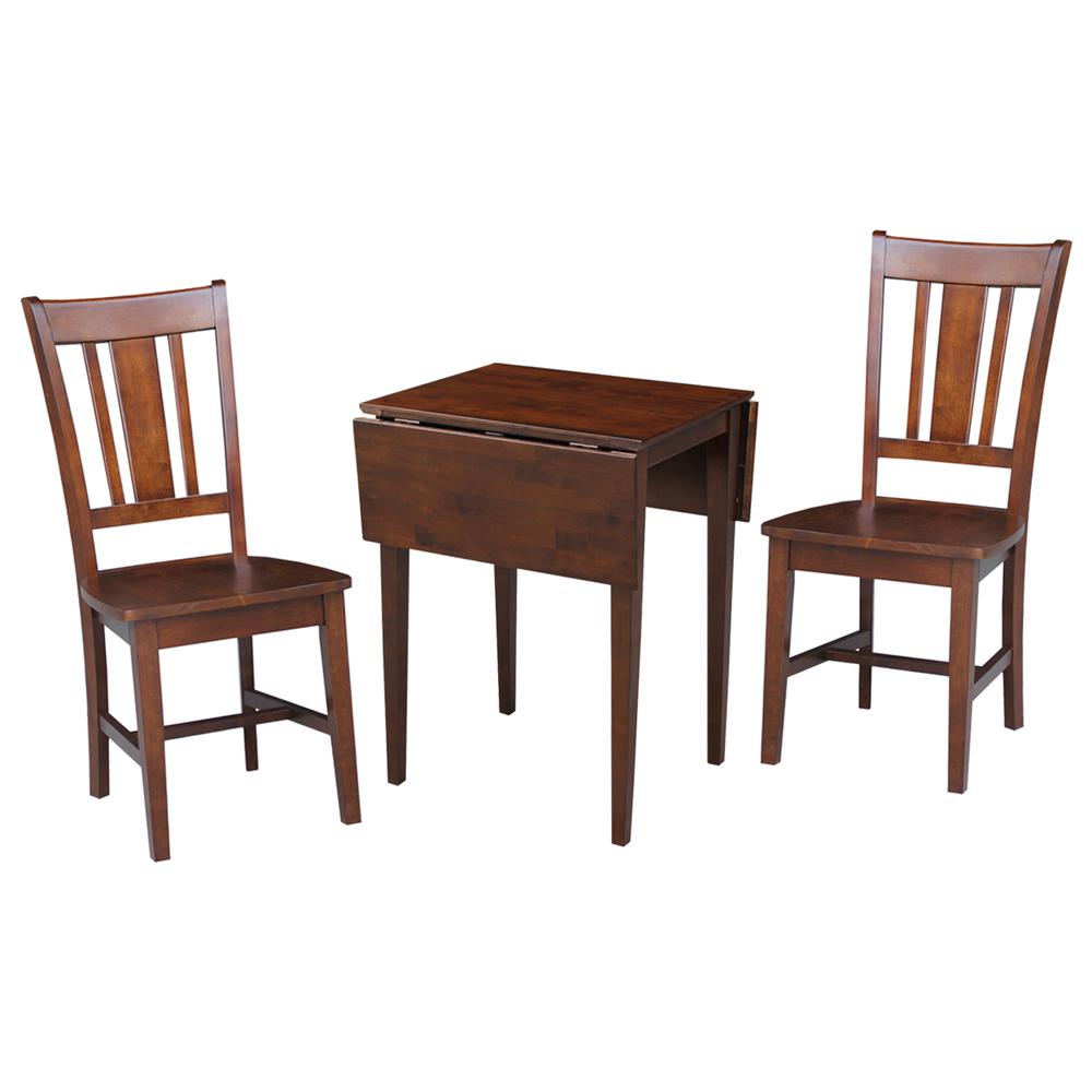 Small Dual Drop Leaf Table With 2 San Remo Chairs, Espresso. Picture 3