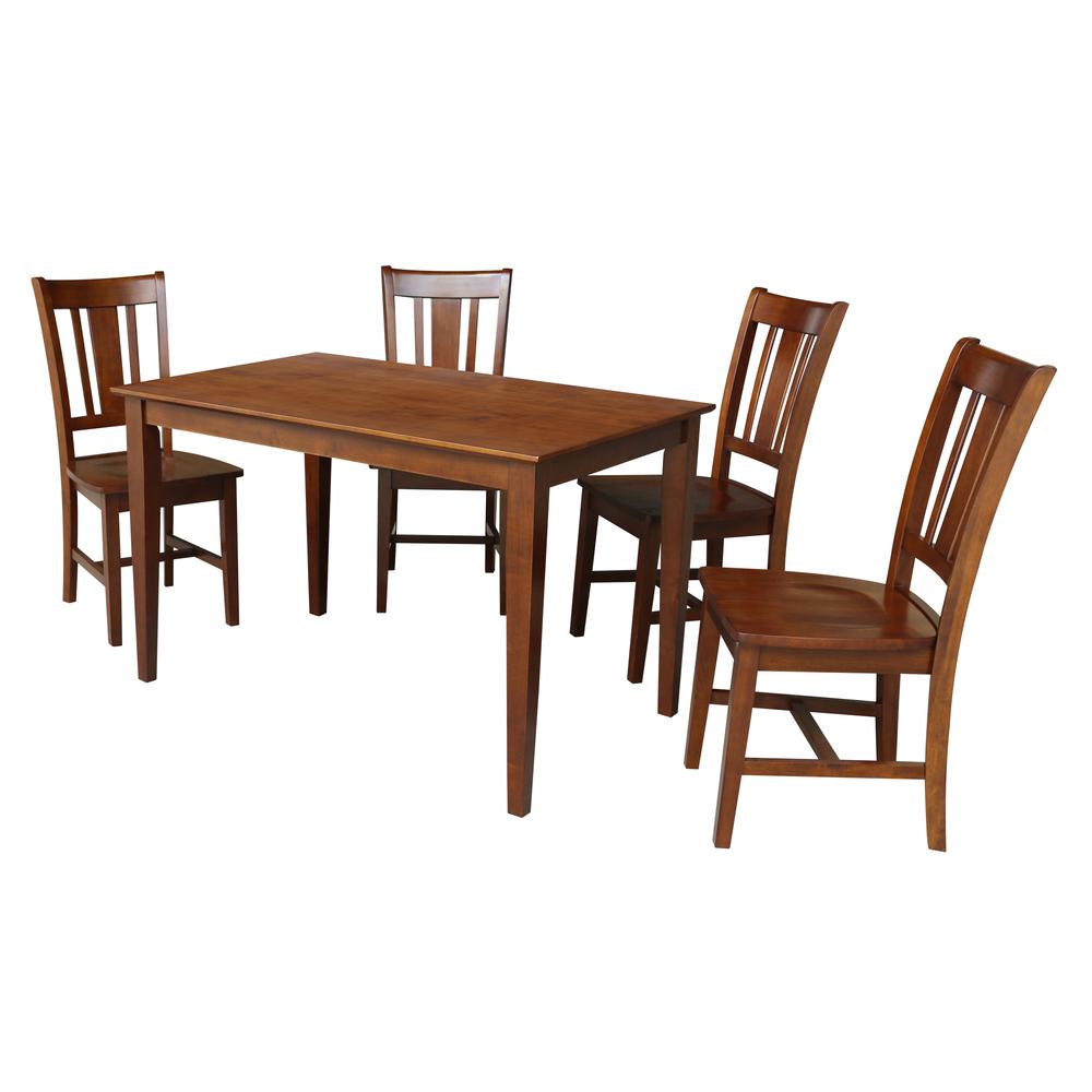 30x48 Dining Table with 4 Chairs in Espresso. Picture 1