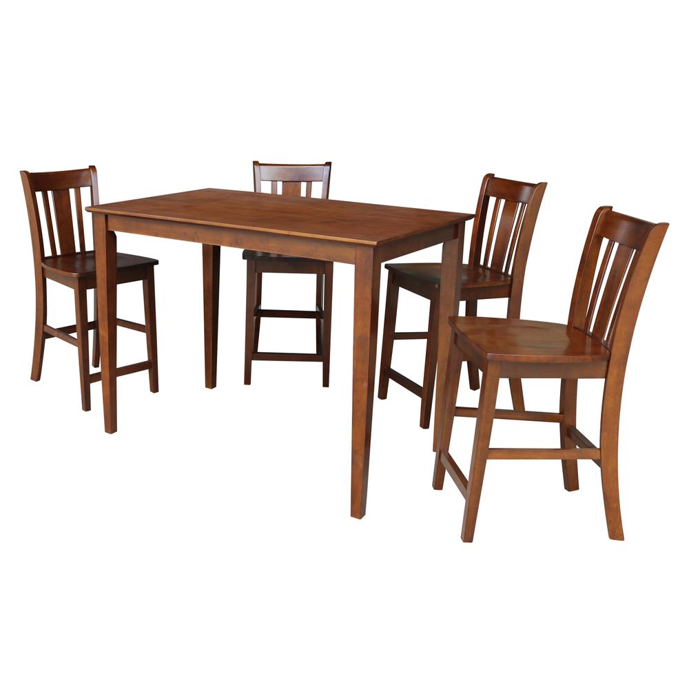30x48 Counter Height Dining Table with 4 Counter Height Stools in Espresso, Espresso. Picture 5