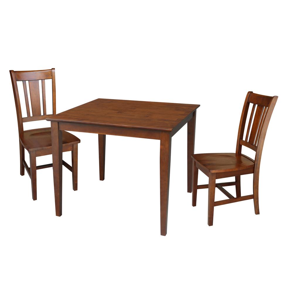 36x36 Dining Table with 2 Chairs in Espresso, Espresso. Picture 5