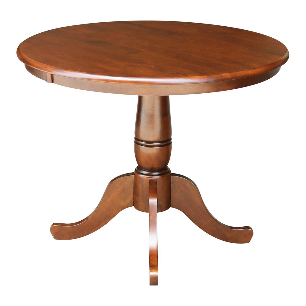 36" Round Top Pedestal Table - 28.9"H, Espresso. Picture 2