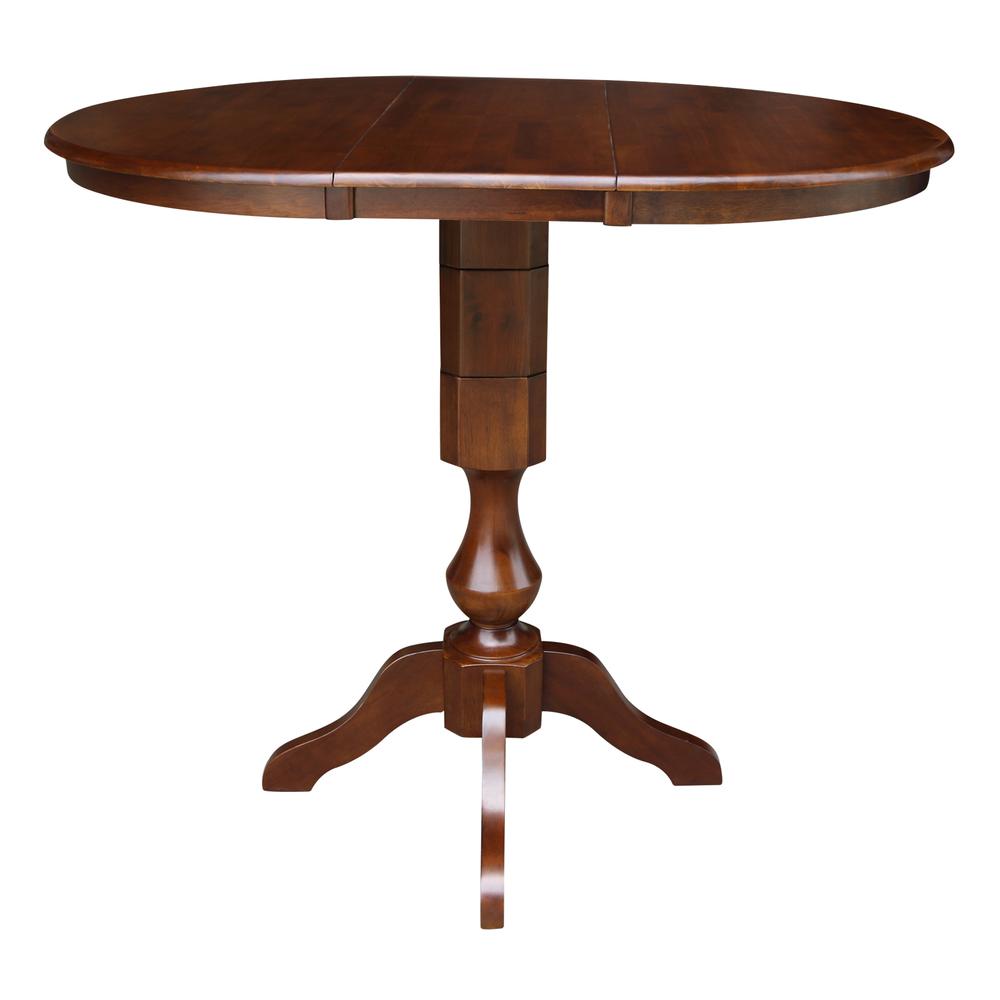 36" Round Top Pedestal Table With 12" Leaf - 28.9"H - Dining Height, Espresso. Picture 28