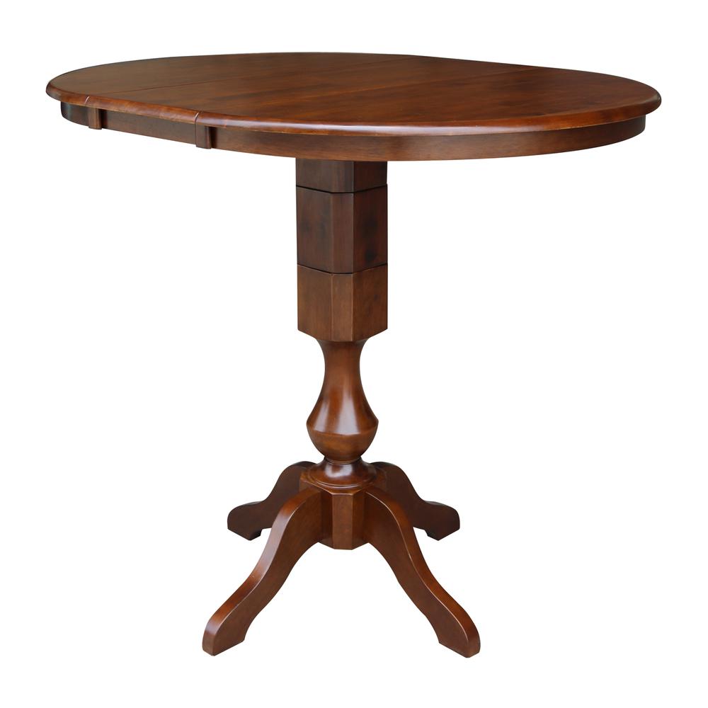 36" Round Top Pedestal Table With 12" Leaf - 28.9"H - Dining Height, Espresso. Picture 33