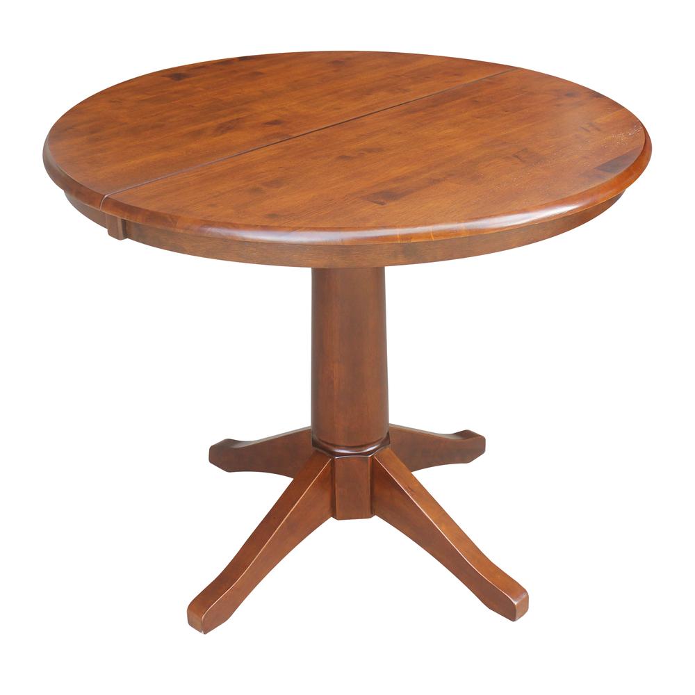 36" Round Top Pedestal Table With 12" Leaf - 28.9"H - Dining Height, Espresso. Picture 66
