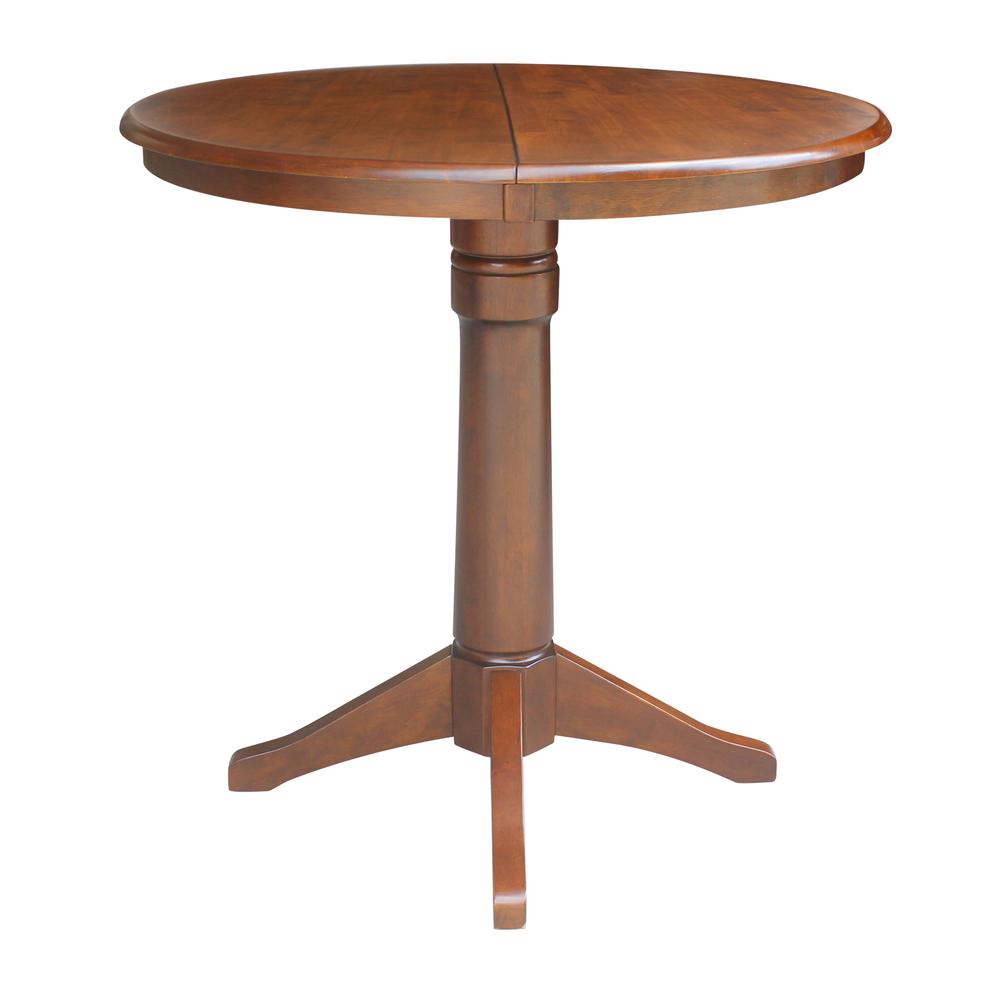 36" Round Top Pedestal Table With 12" Leaf - 28.9"H - Dining Height, Espresso. Picture 50